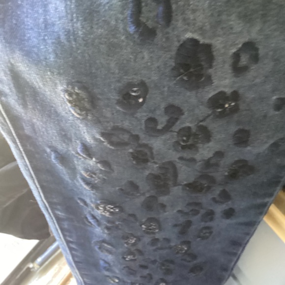 DG2 Sz 10P medium denim leopard embroidered jeans - Picture 3 of 5